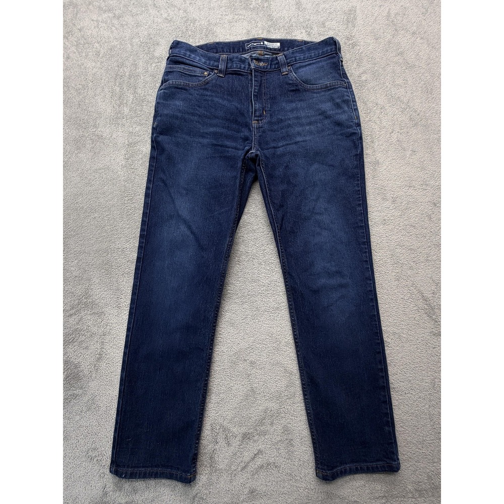 Carhartt Force Straight Jeans Mens Measured 33x27‎ Blue Stretch Tapered Leg